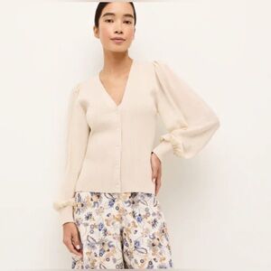 Marie Oliver Laundry Cream Women's Cardigan Sweater New $285
